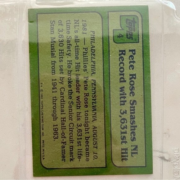 Topps Baseball 1981 Pete Rose Smashes NL Record - Picture 2 of 4